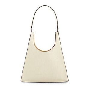 NWT STAUD Rey Bag Croc Embossed Cream with dustbag
